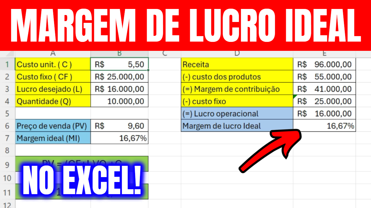 Como Calcular a Margem de Lucro Ideal no Excel (Fácil e Rápido!)